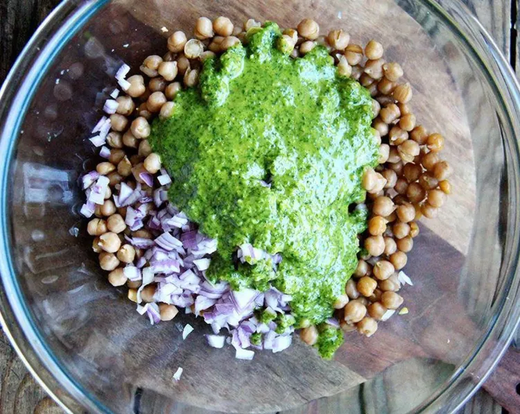 Step 2.1: Place canned chickpeas in a large bowl