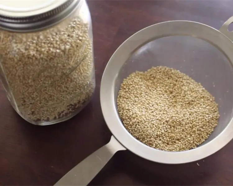 Step 1.1: Rinse and drain the quinoa to wash away the bitter outer shell