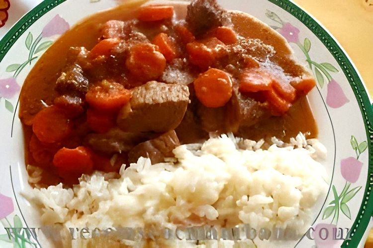 Beef Stew with a Side of Rice recipe