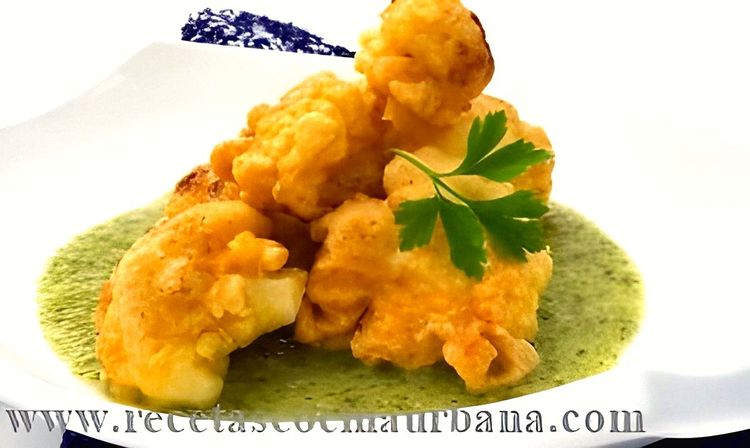 Cauliflower Fritters with Pea Sauce recipe