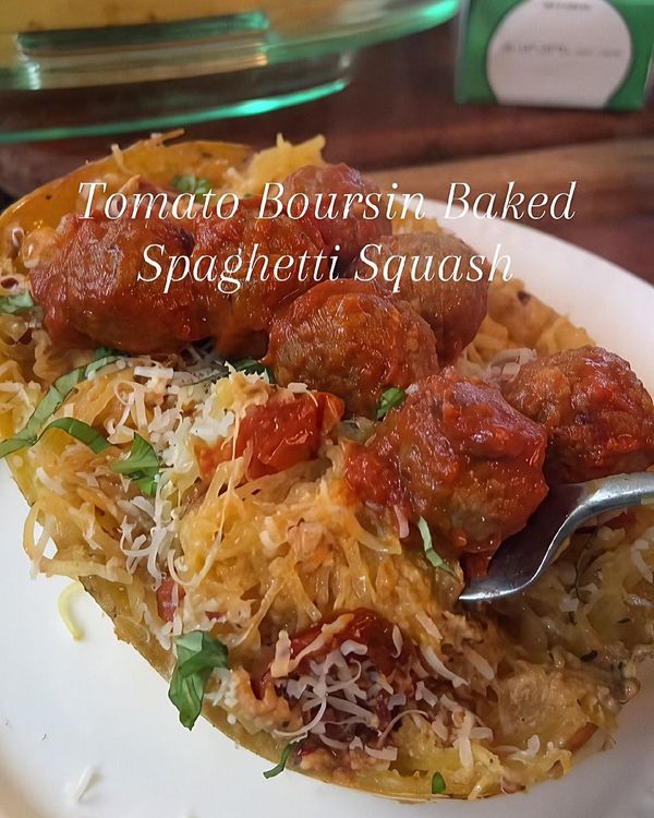 Tomato Boursin Baked Spaghetti Squash recipe