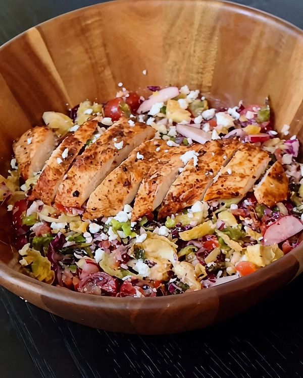 Grilled Chicken & Brussels Chopped Salad recipe