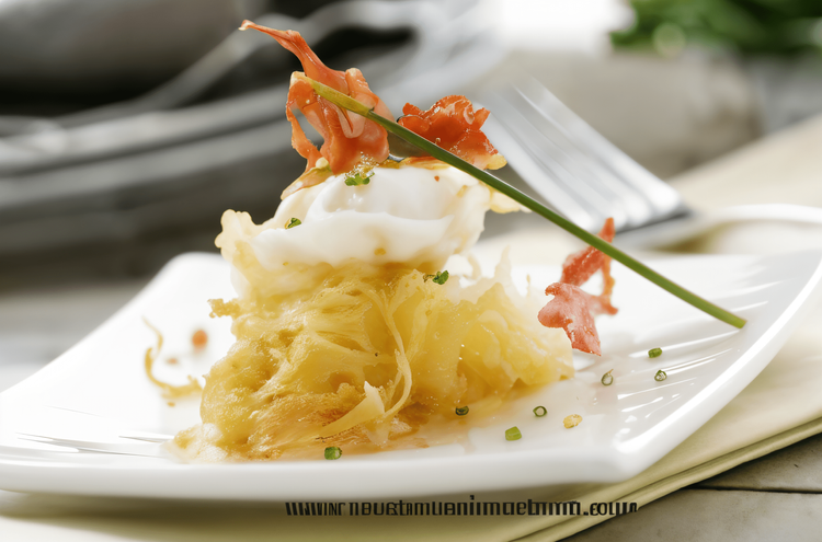 Quail Eggs on Serrano Ham and Potato Nests recipe