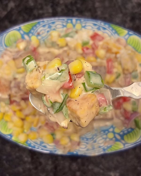 Paneer/Tofu Salad with Veggies and Dressing recipe