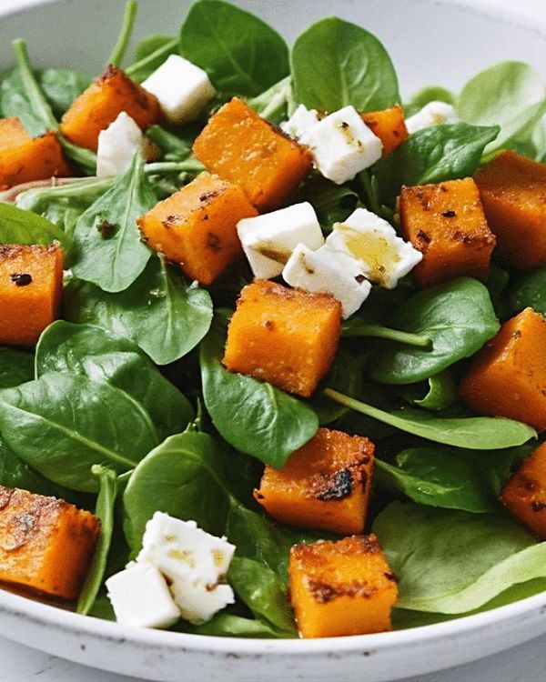 Pumpkin, Feta & Spinach Salad recipe