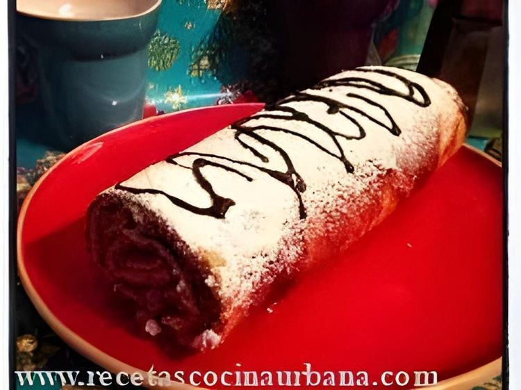 Rolled Cake Filled with Coffee Cream and Walnuts recipe