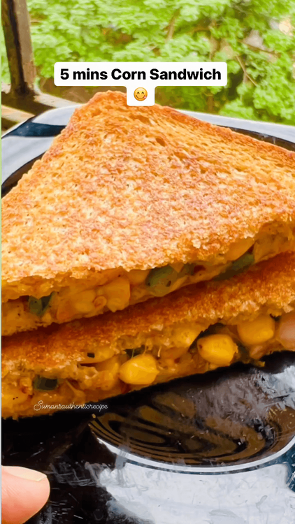 5 Minutes Corn Cheese Sandwich recipe