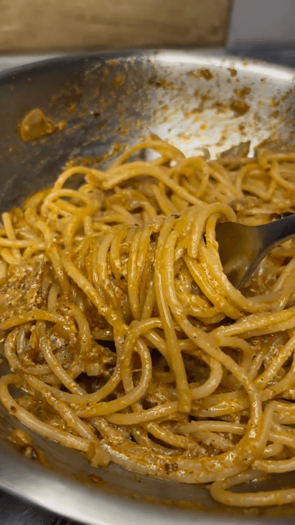 Creamy Onion Spaghetti recipe