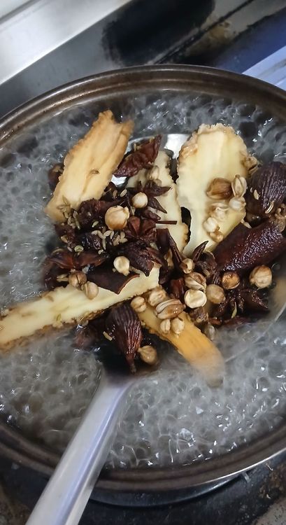 Step 1.1: Place all the dry spices in a small pot with just enough water to cover them