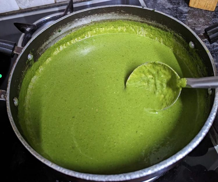 Step 1.1: After this mixture cools down add cold milk and grind in the mixer till you get a fine paste