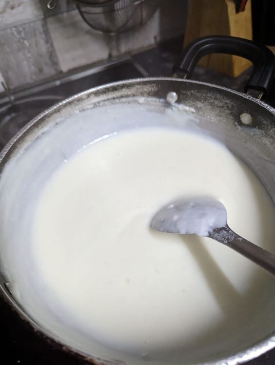 Step 1.1: Add this to the boiling milk and keep stirring till you get a pudding like consistency