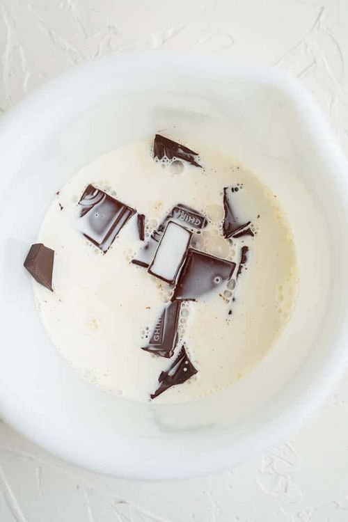 Step 2.1: Heat the heavy cream in the microwave for 30 seconds until hot but not boiling