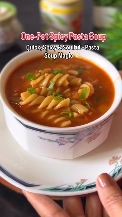 Spicy Veg Pasta Soup recipe