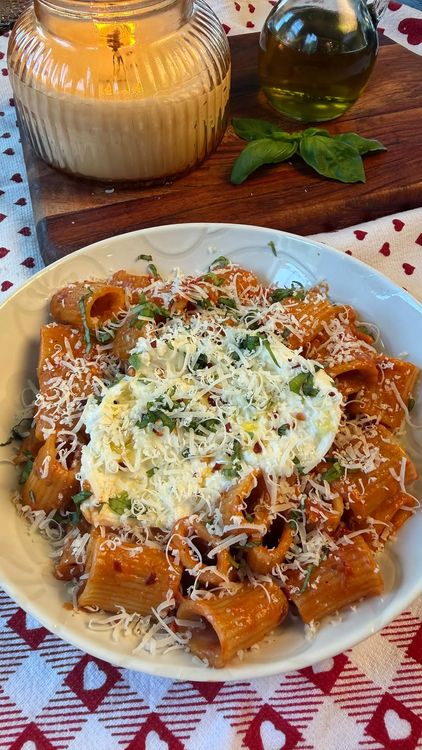 Creamy Burrata Vodka Rigatoni (for One) recipe