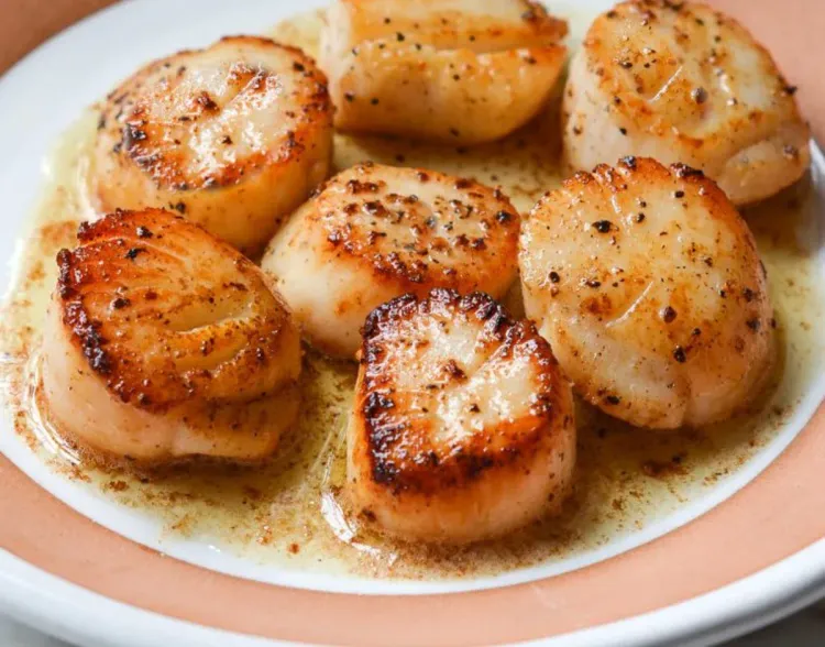 Step 2.1: Add the scallops back in the skillet, baste with the sauce to warm, and then divide onto 4 plates, using all the sauce