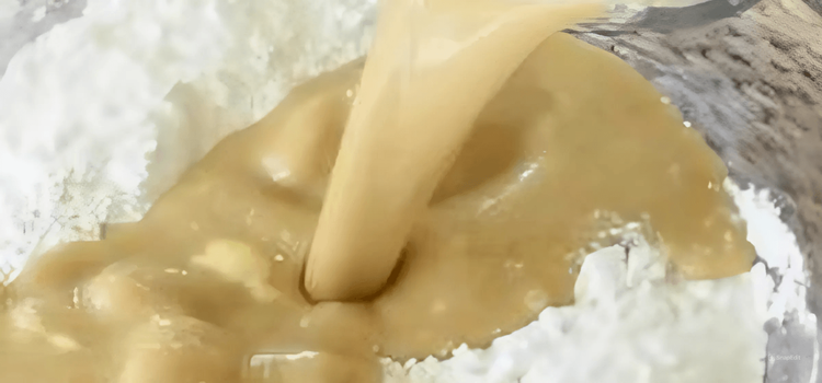 Step 4.1: Pour the wet mixture into the dry mixture and mix well