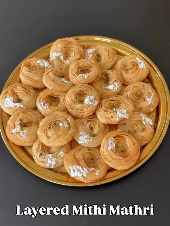 Layered Mithi Mathri (Sweet Mathri) recipe