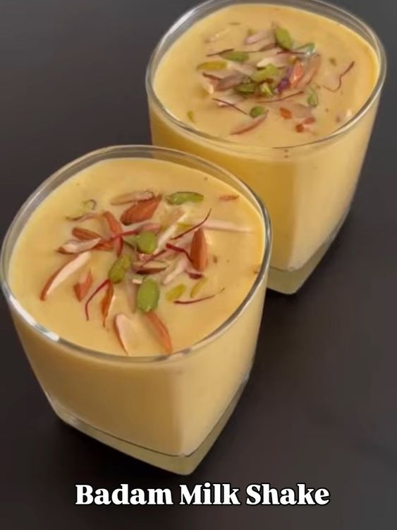 Creamy Badam Custard Milkshake recipe