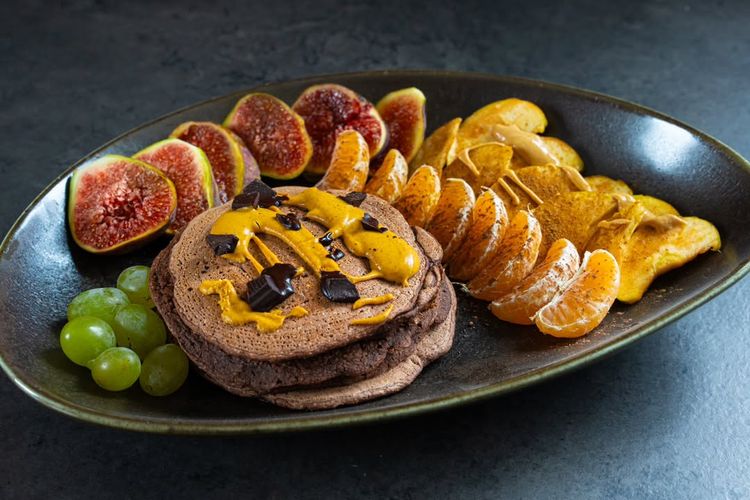 Buckwheat-Lentils Choco Pancakes recipe