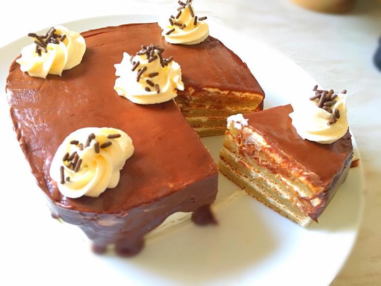 Layered Eggless Cake in Fry Pan recipe