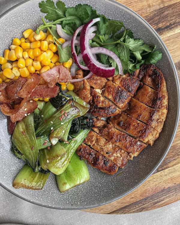 Juicy Chicken Bowl with Asian Pak Choi recipe