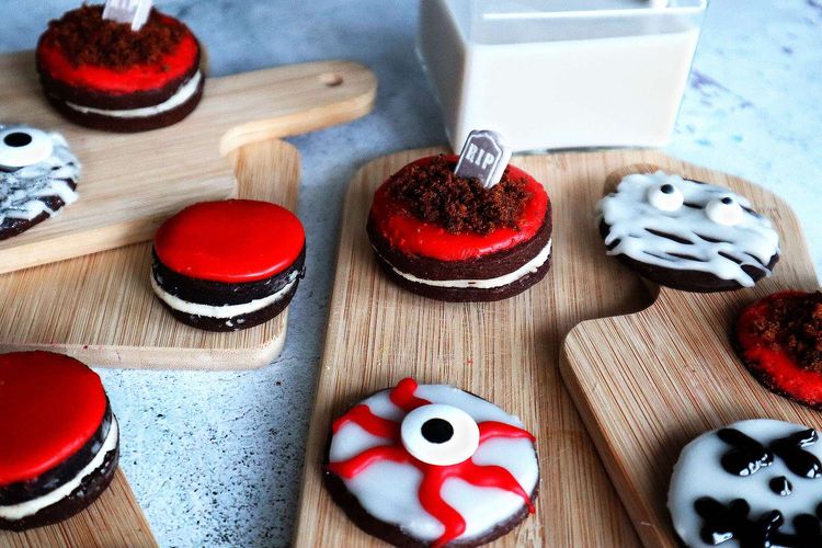 Halloween Chocolate Sandwich Cookies recipe