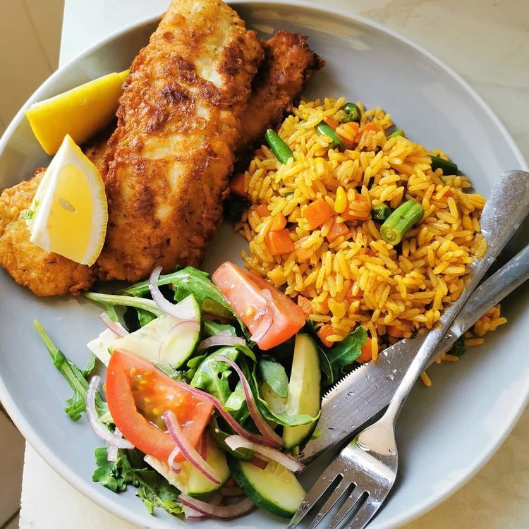 Fried Hake with Side Salad recipe