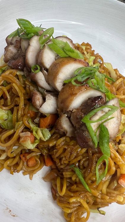 Chicken Char Siu over Chow Mein recipe