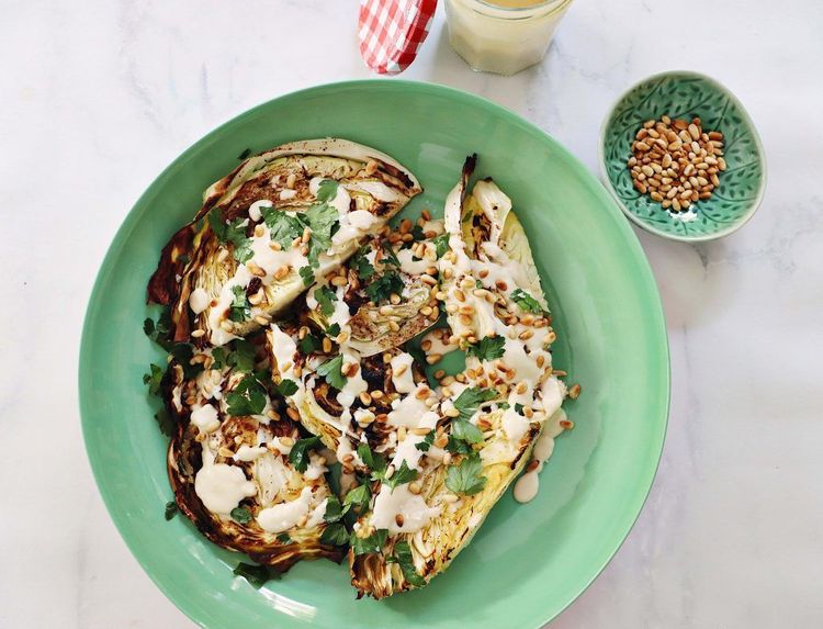 Roasted Cabbage with Tahini Dressing recipe