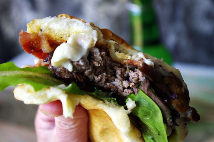 Mushroom Burger with Horseradish Ladled Cheese recipe