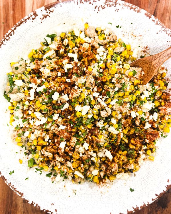 Easy and Healthy Street Corn and Chicken Salad recipe