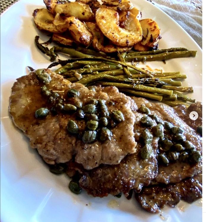 Veal slices with lemony capers sauce  recipe