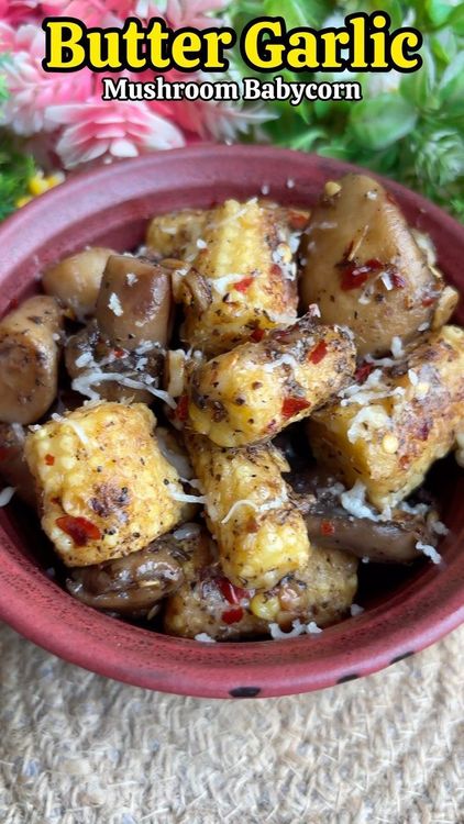 Butter Garlic Mushroom Babycorn recipe
