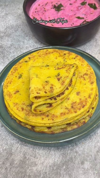 Liquid Dough Aloo Paratha & Beetroot Raita recipe