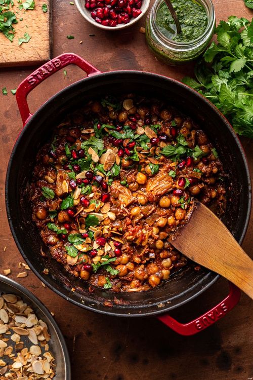 Middle Eastern Jackfruit and Chickpea Stew with Zough recipe