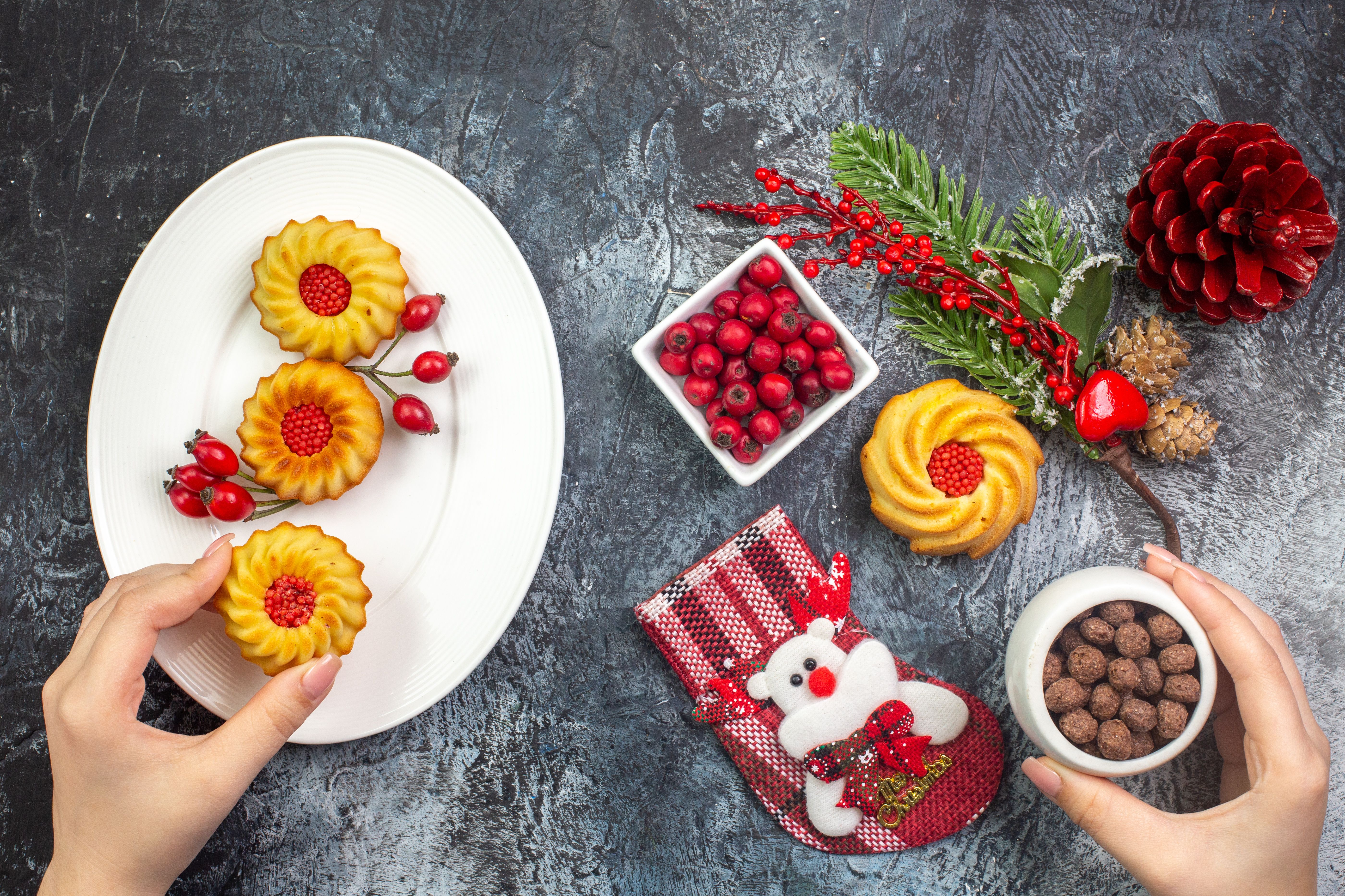 overhead-view-delicious-biscuits-accessory-santa-claus-sock