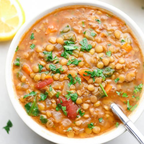 Step 1.1: Add the lentils, vegetable broth, and bay leaf to the pot