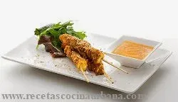 Chicken Brochettes with Corn Cream recipe